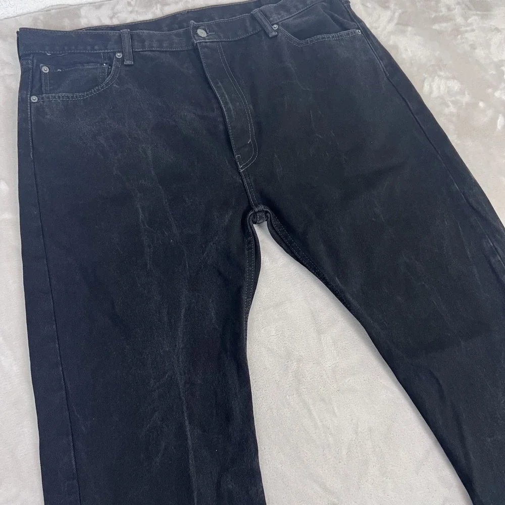 Levis 505‎ Jeans Mens 44x30 Black Faded Straight Leg Workwear Americana Grunge